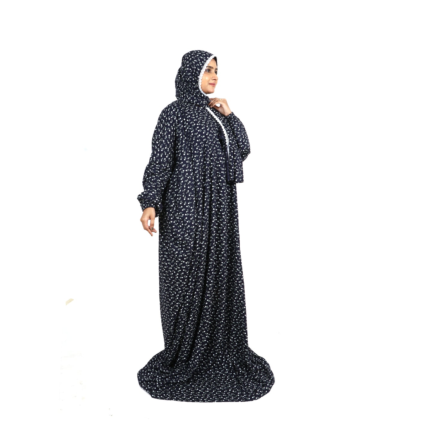 ثوب صلاة - أزرق داكن مطبوع عليه طبعة صغيرة