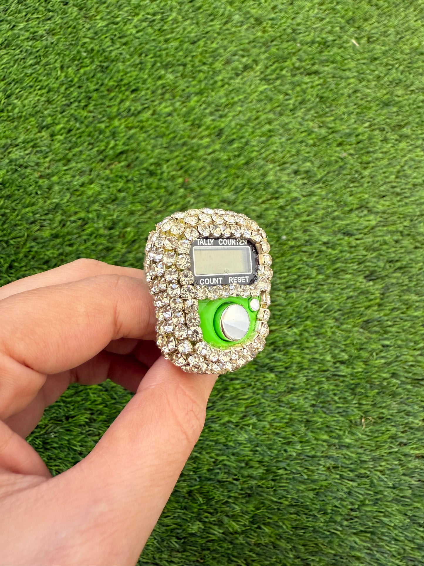 Tasbih Counter with crystals - Green with white