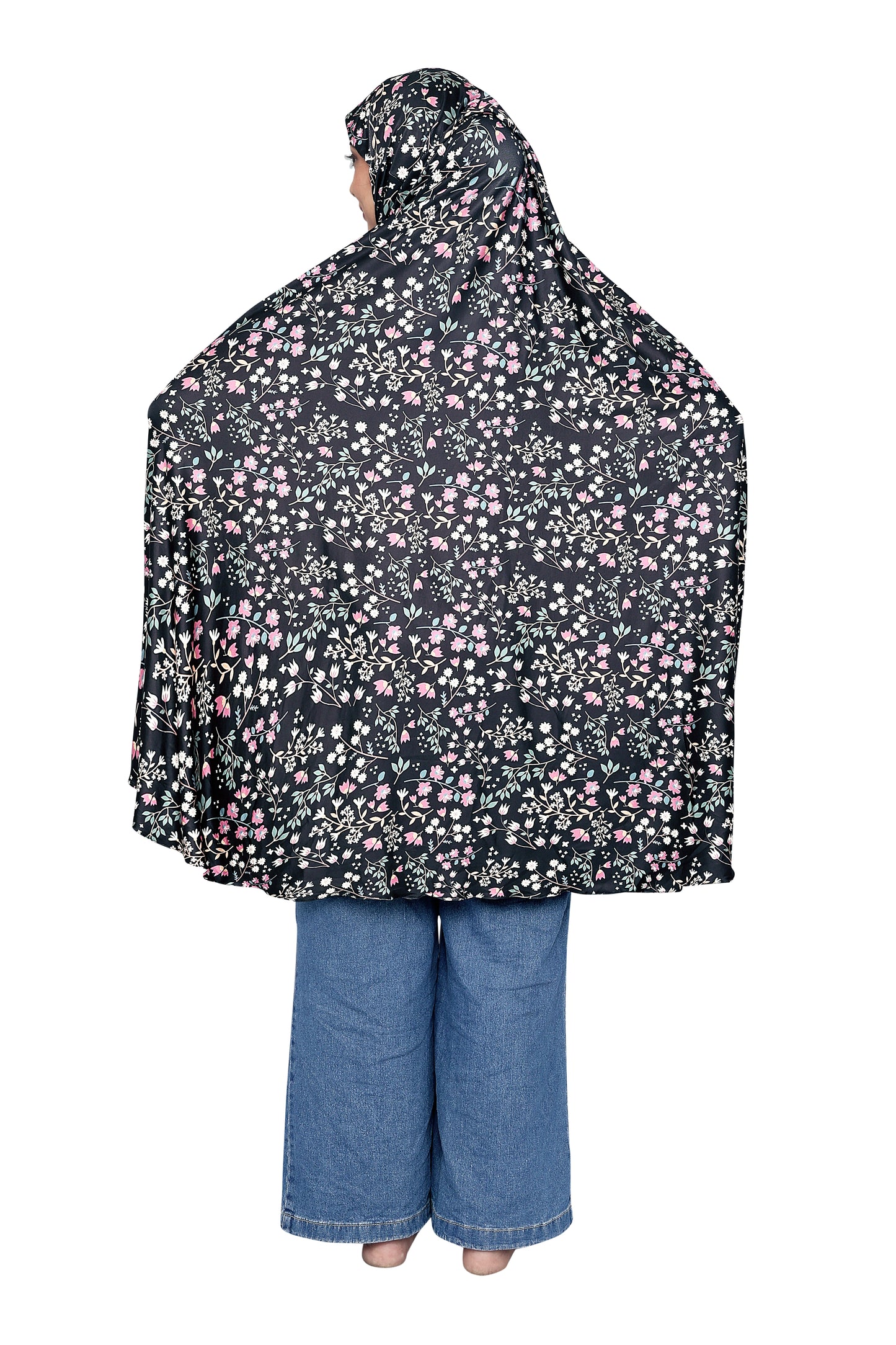 Khimar - Black Floral (small print)