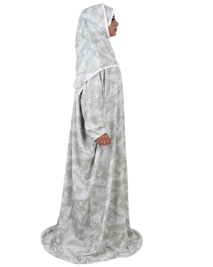 Prayer Dress - Grey & Green Leafy