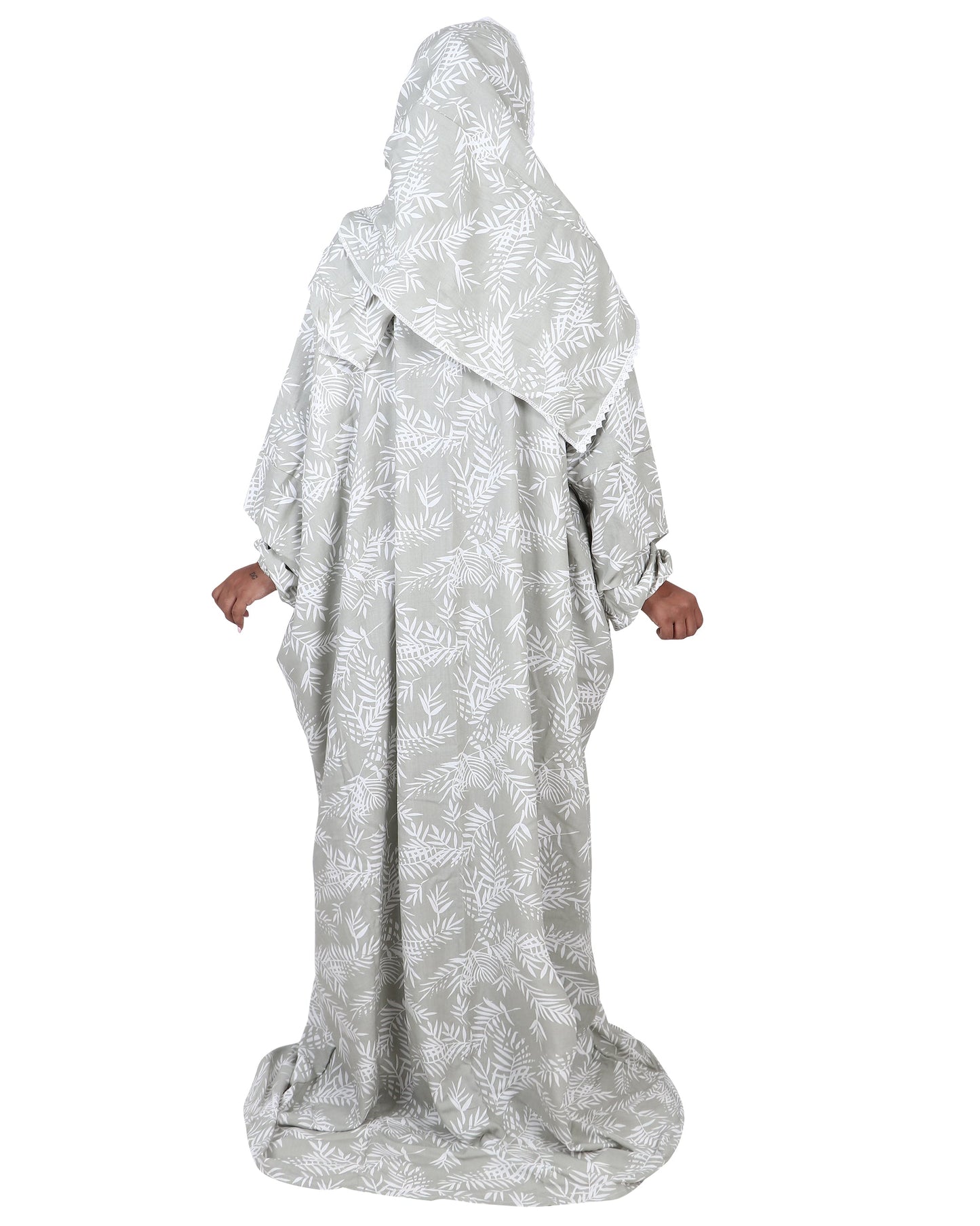 Prayer Dress - Grey & Green Leafy