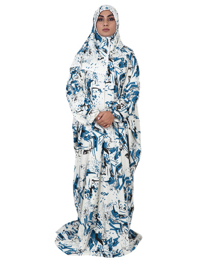 Prayer Dress - Blue & White Abstract