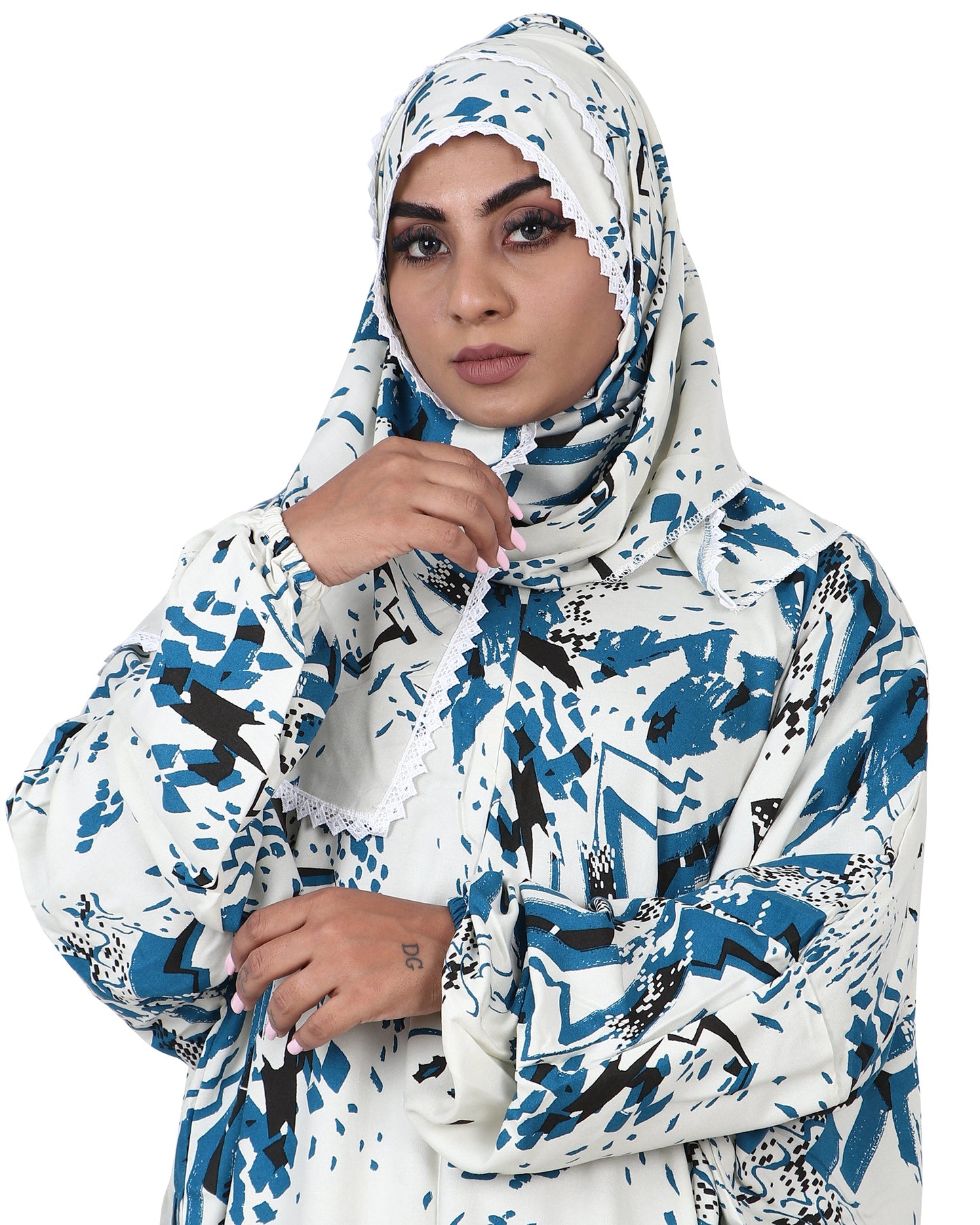 Prayer Dress - Blue & White Abstract