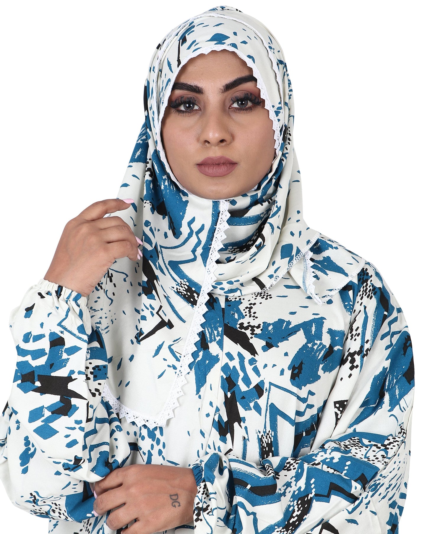 Prayer Dress - Blue & White Abstract