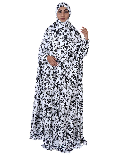 Irani Chadar - Black & White Floral