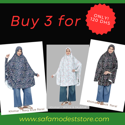 Buy 3 Khimar for 120 dhs